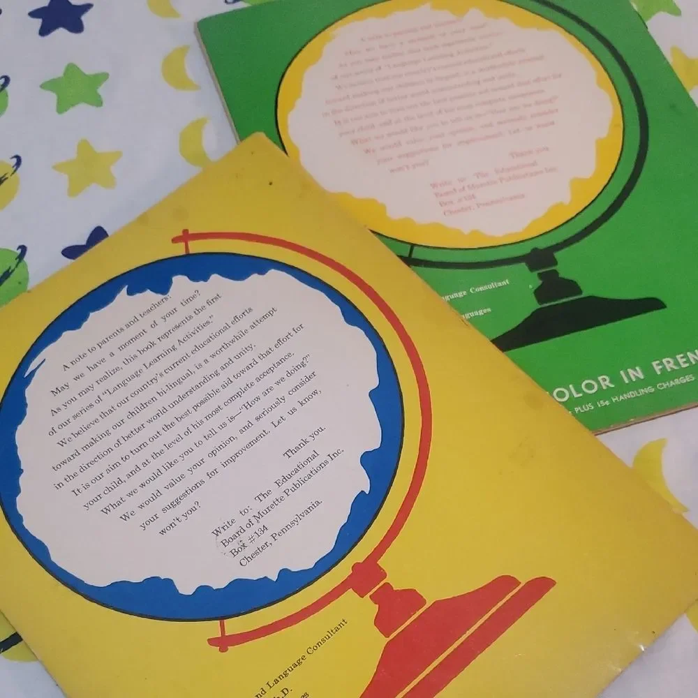1962 Let's Color in French and Spanish Coloring Books Vintage